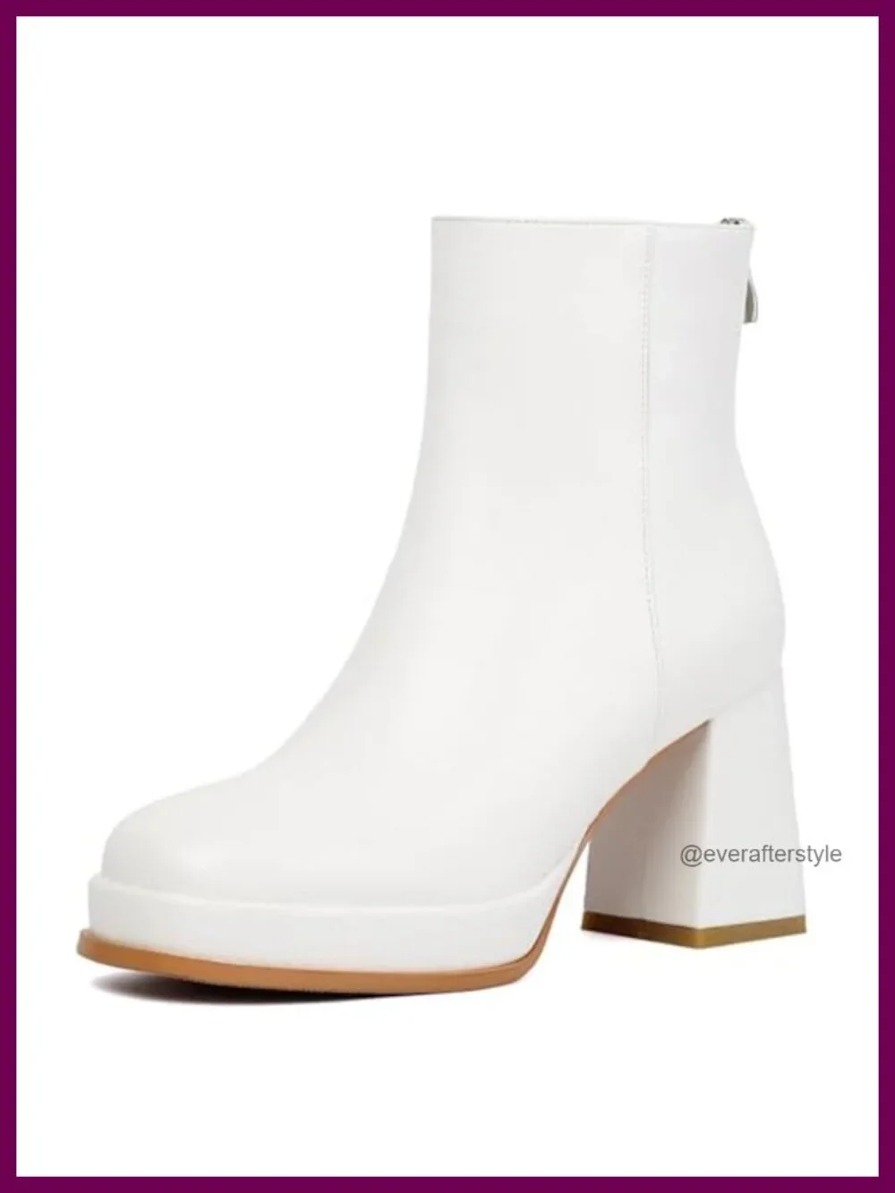 Chunky High Heel Ankle Boots Square Toe Zip Booties